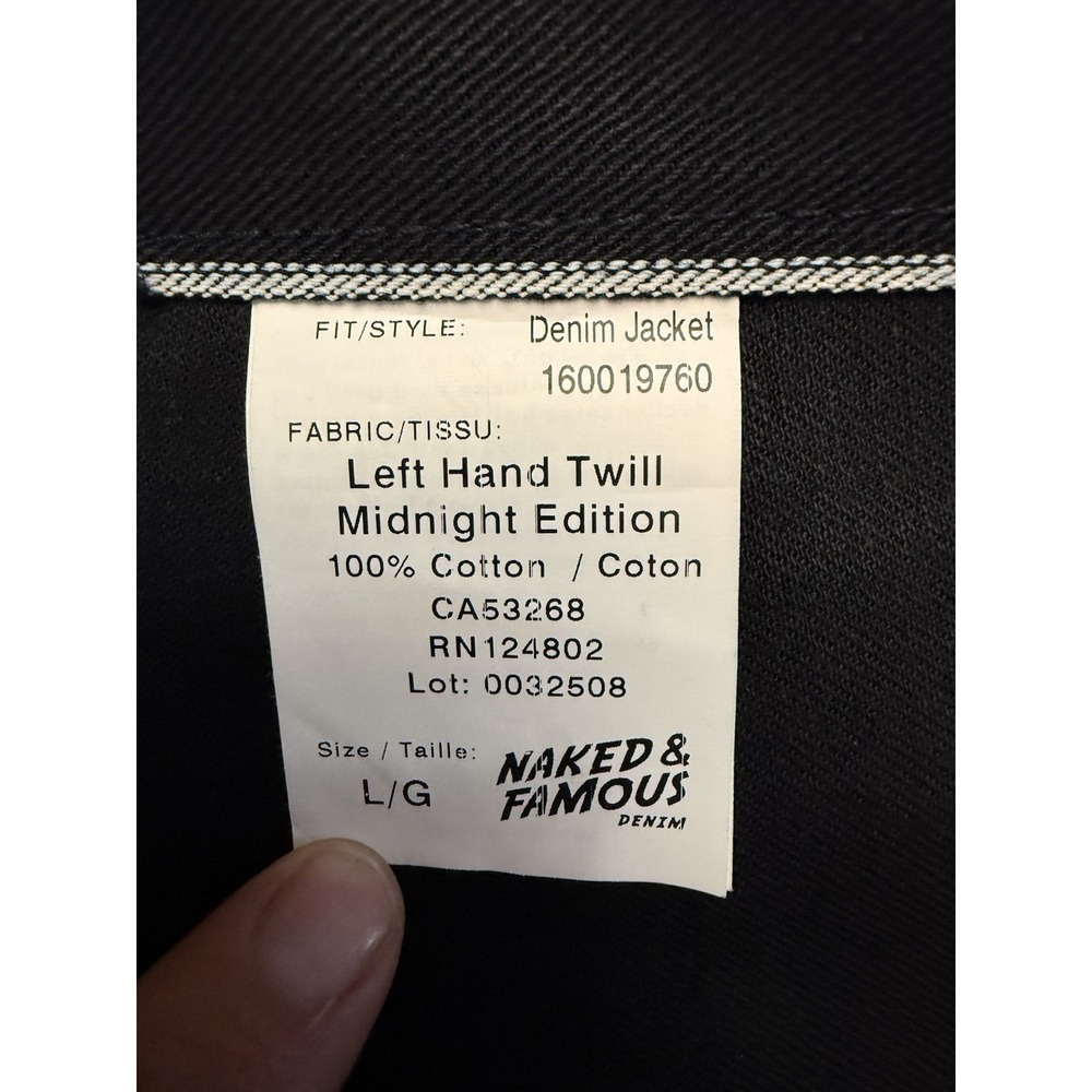 Naked & Famous Denim Jacket L NWOT Left Hand Twill Midnight Edition Raw Japan - Picture 4 of 13